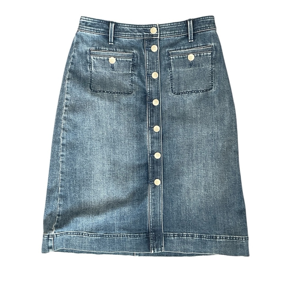 TALBOTS Talbots Stretch Denim A-Line Button Front… - image 6